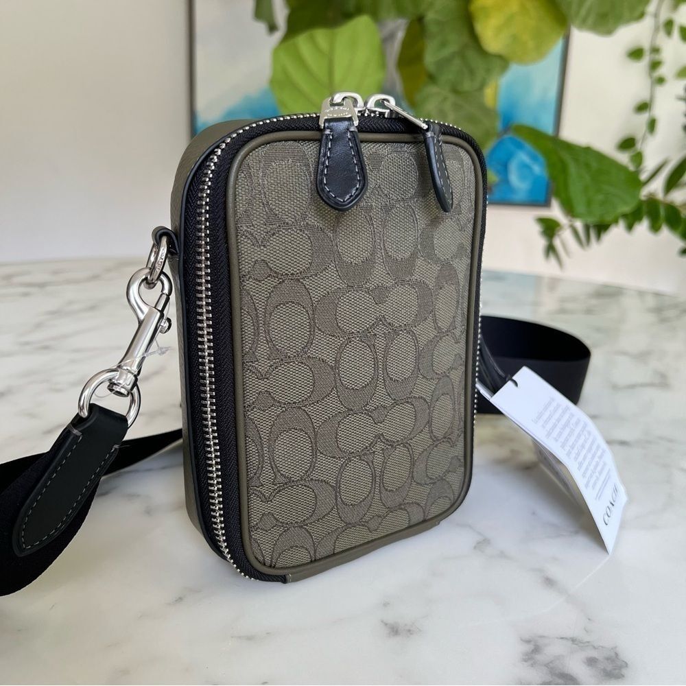 NWT Coach Stanton Crossbody Bag in Signature Jacquard Olive Drab Utility Green - Picture 8 of 14